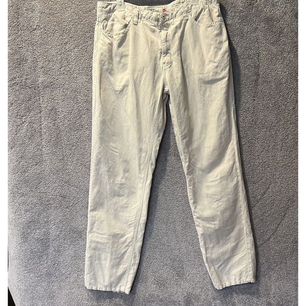 Richards Seaport Linen Cotton Pants Mens 48 Beige Off White Casual Chino Trouser